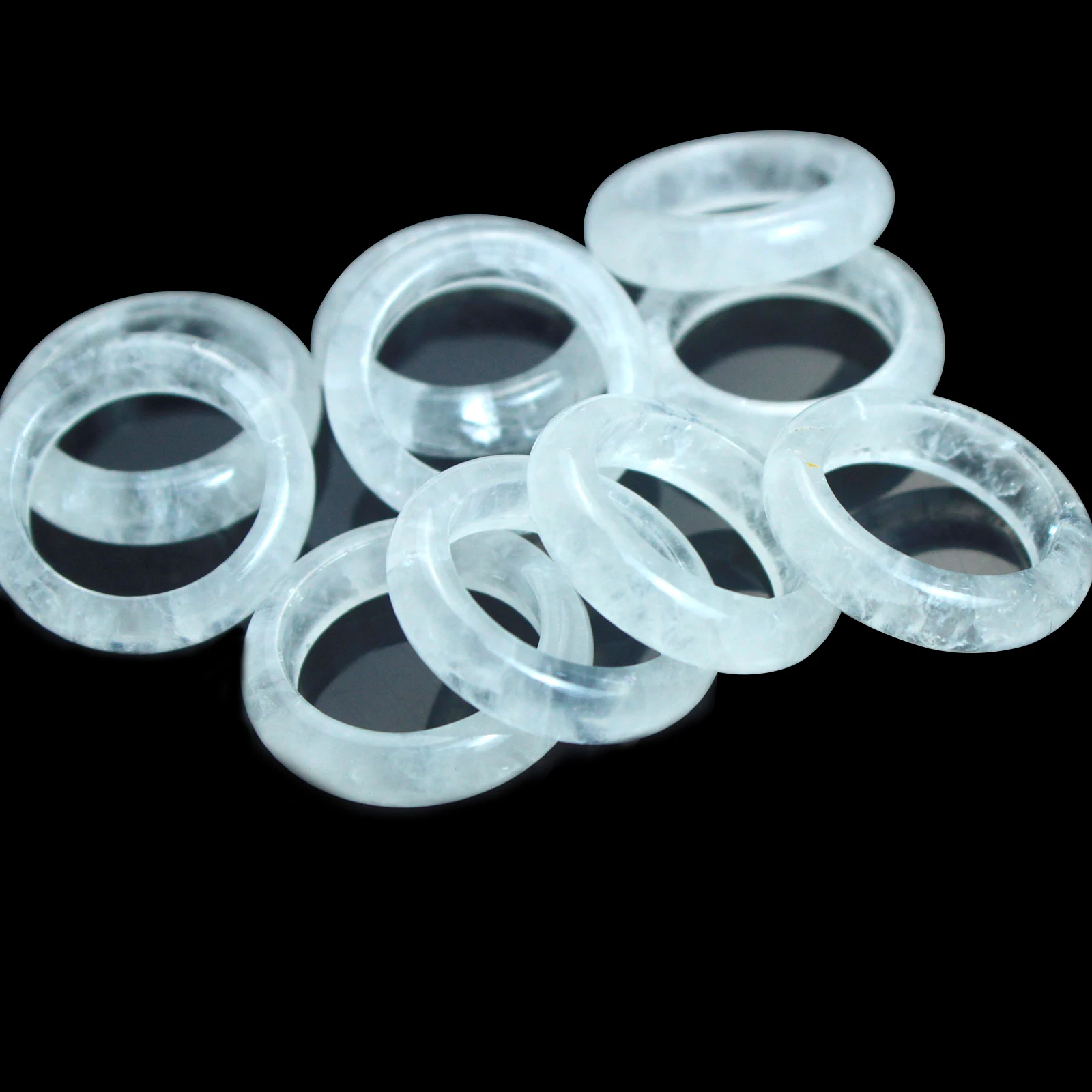 White Crystal Ring Plain Ring Men And Women High Ice Transparent Simple High-Grade Sense of The Ring Pendant Cotton Ring Pendant