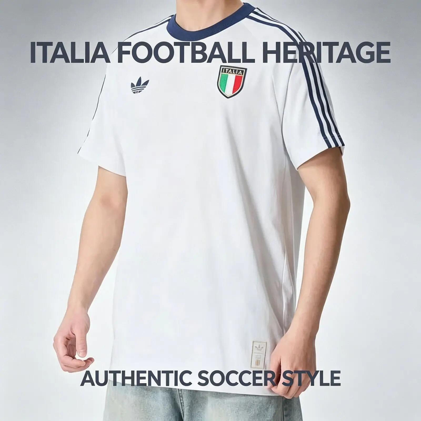 

Adidas Men Italy Soccer Tee Breathable Sports Short Sleeve Top Fashion Running Gym Training Crew Neck T-shirt KC6611