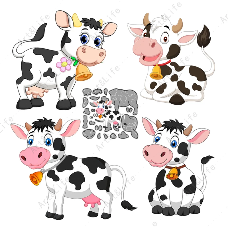 2022 Newest Metal Cutting Dies Cute Animals Dairy Cattle Stencils for Making Scrapbooking Album Festival Cards Embossing Cut Die