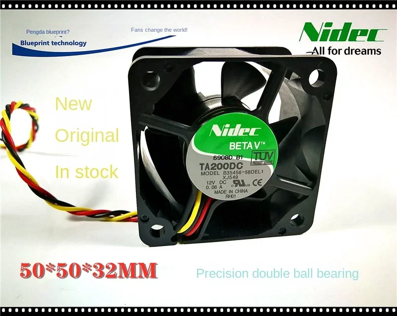 

50*50*32MM New Nidec 5032 B35456-58DEL1 12V Double Ball Bearing 5cm Dell Server Fan