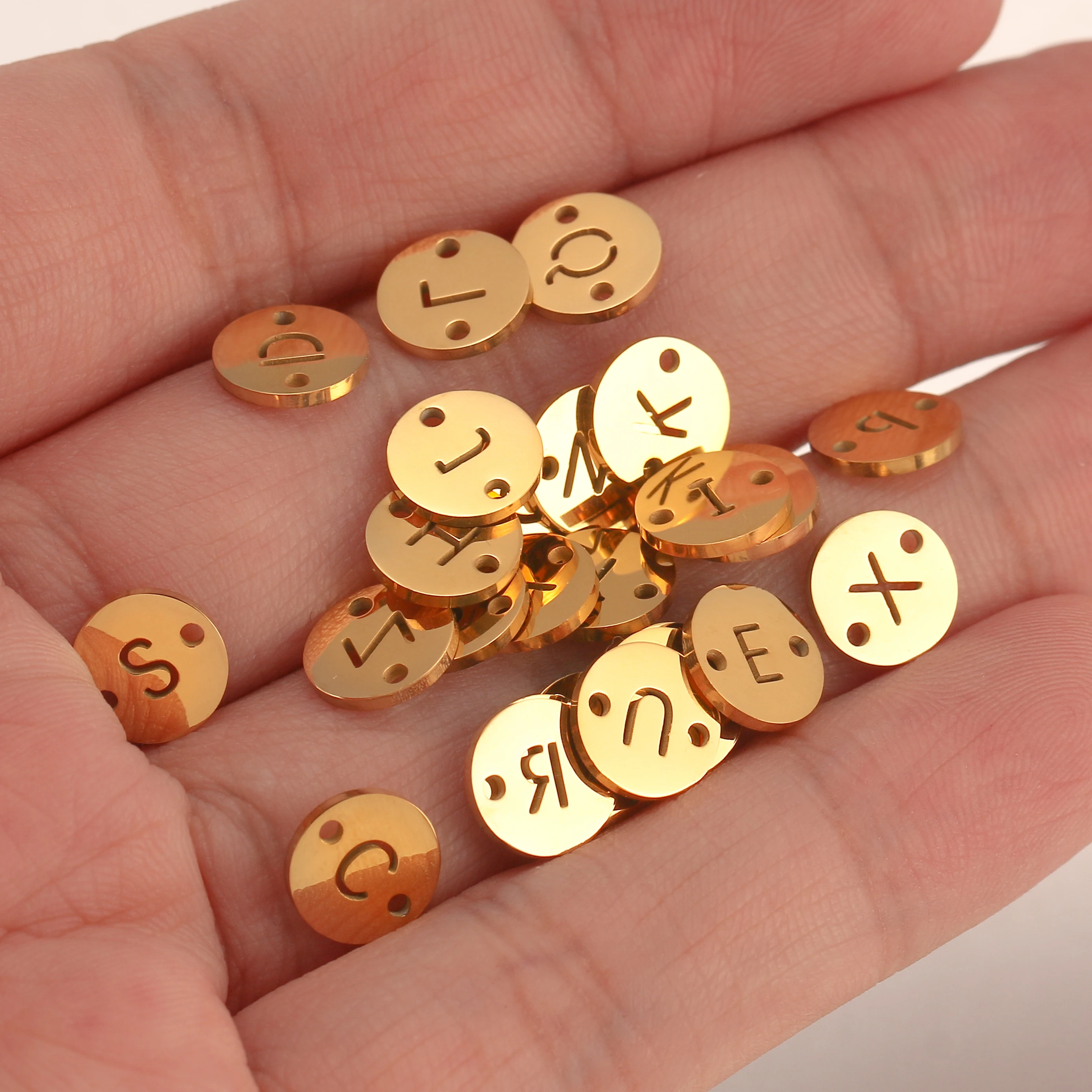 5Pcs Double Hole Alphabet Charms Stainless Steel A-Z Letter Pendant English Link Connectors DIY Necklace Bracelet Jewelry Making