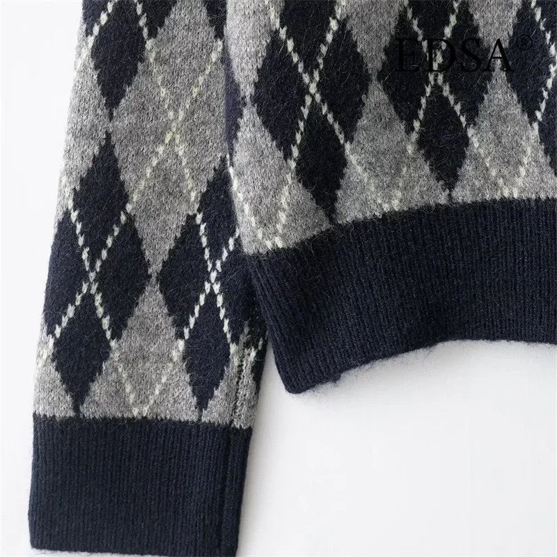 سترة نسائية محبوكة من EDSA بلوفرات برقبة دائرية وأكمام طويلة لخريف وشتاء ملابس علوية نسائية غير رسمية #5