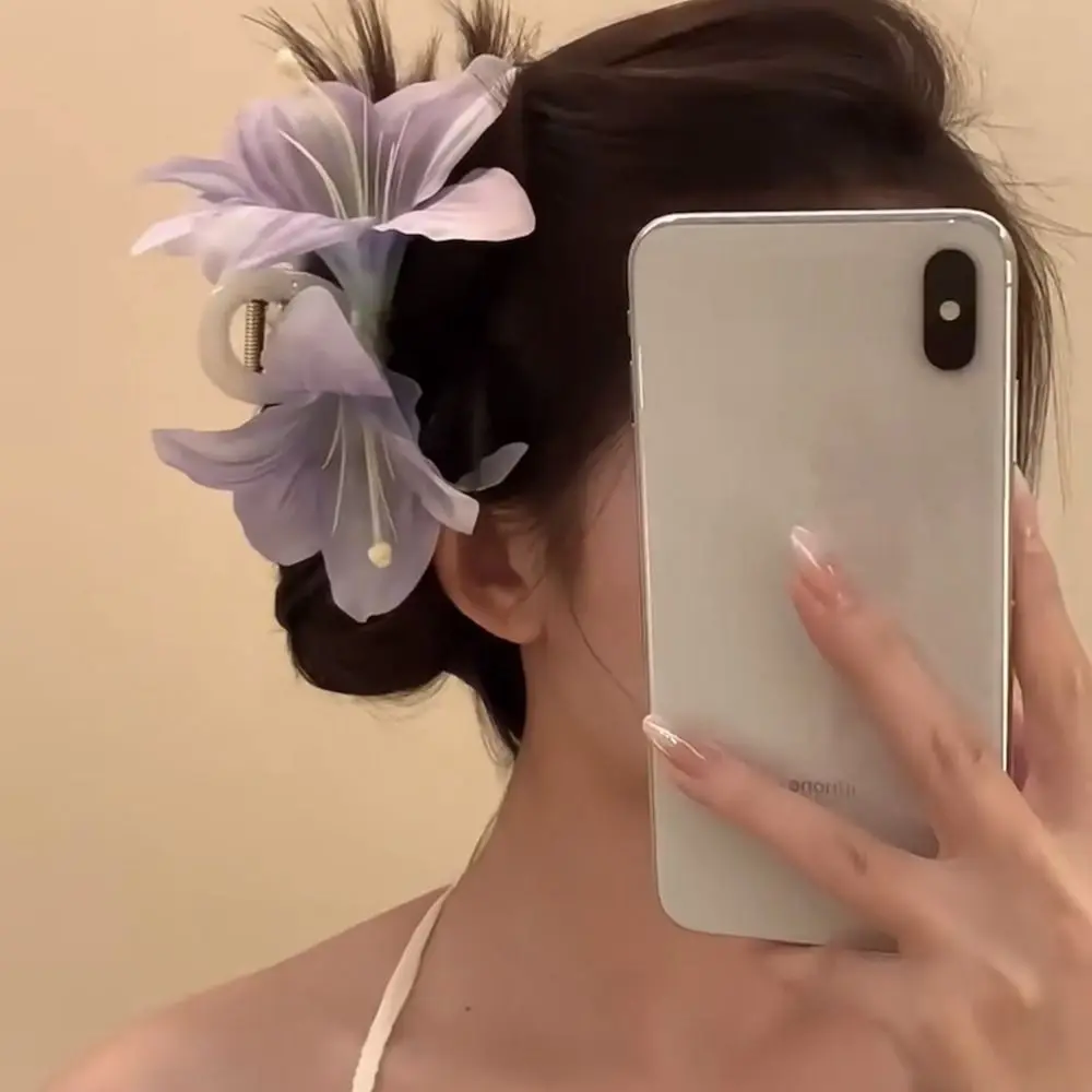 Bohemia Barrettes Lilium Flower Hair Claw Ponytail Clip Cute Hairpin Calla Hair Clip Grab Clip Headdress Big Hair Claw Female — zdjęcie 3