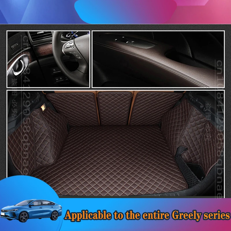 WZBWZX Custom Diamond Leather Car Trunk Mat For Greely Emgrand EC7 LC X7 GX7 EX7 Auto Accessories Interior Foot Rugs