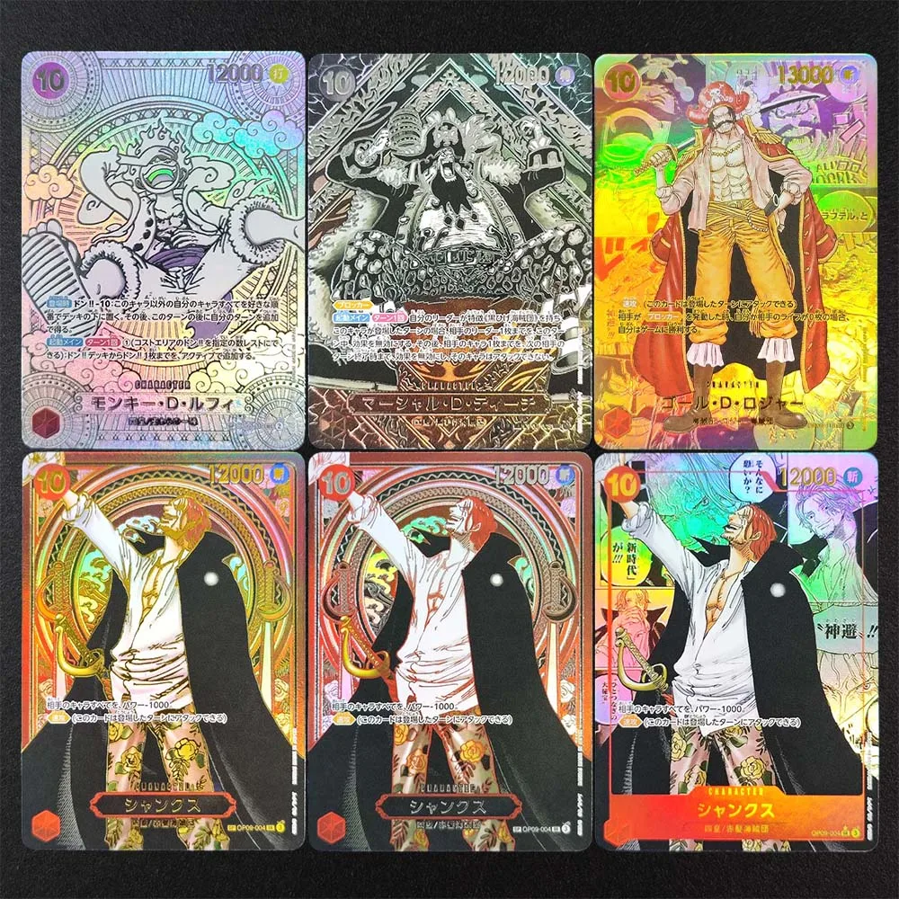 Diy uma peça opcg japonês prata luffy OP05-119 ensinar OP09-093 ouro vermelho hastes OP09-004 roger OP09-118 anime cartão flash brinquedo
