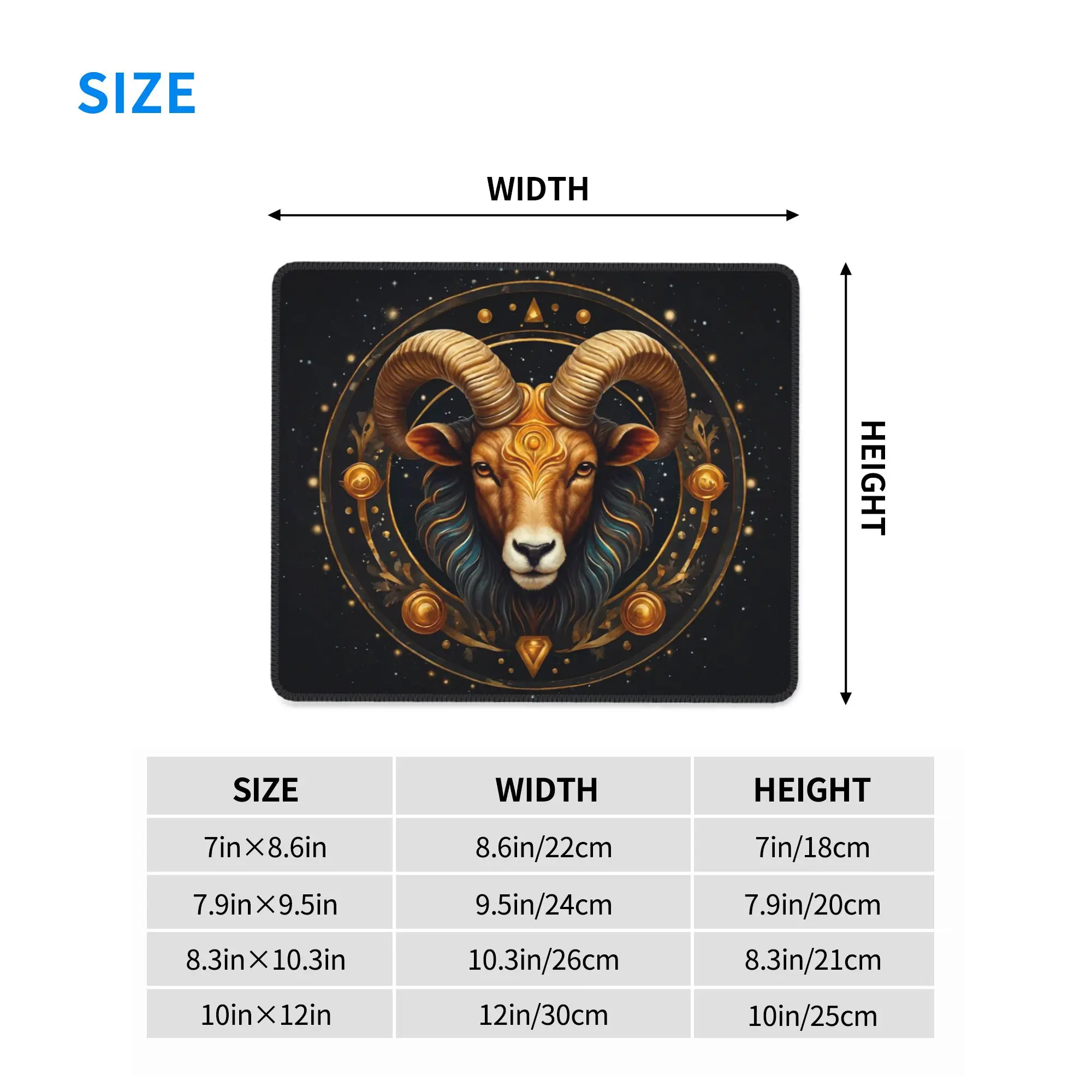 Aries Zodiac Celestial Goat and Ram Horns Mouse Pad Computer Keyboard Mouse Mat Gamer PC Laptop Desk Mat Accessories Table Mats