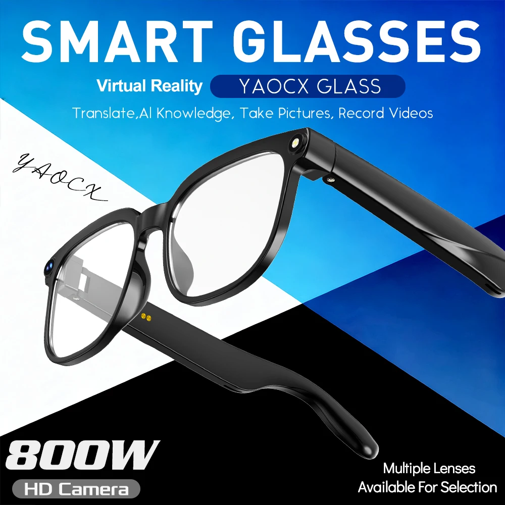 

2026 New Smart Glasses 8MP HD Camera AI Voice Photo Video Recording Translation Long Battery Life Music Waterproof Smart Glasses