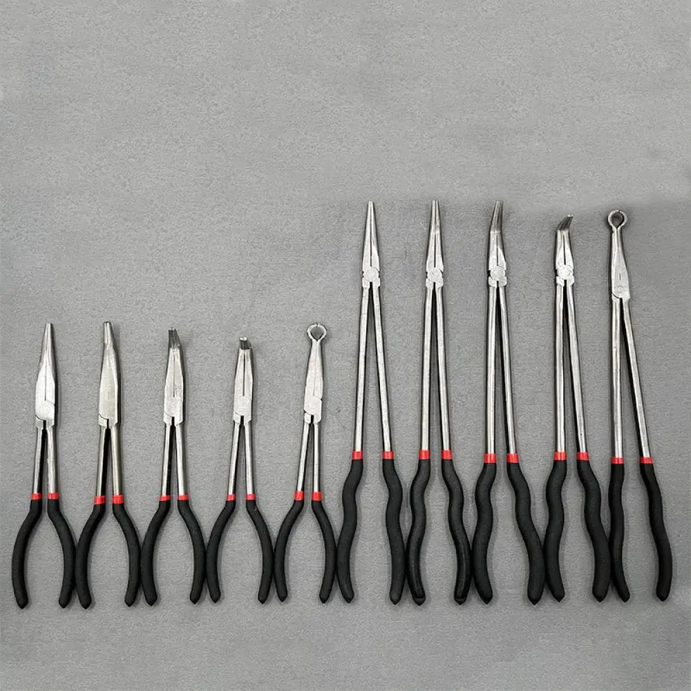 16 Inch Extra Long Reach Pliers Needle Nose Bent O Shape Tip Professional Automotive Mechanical Repair Hand Tool