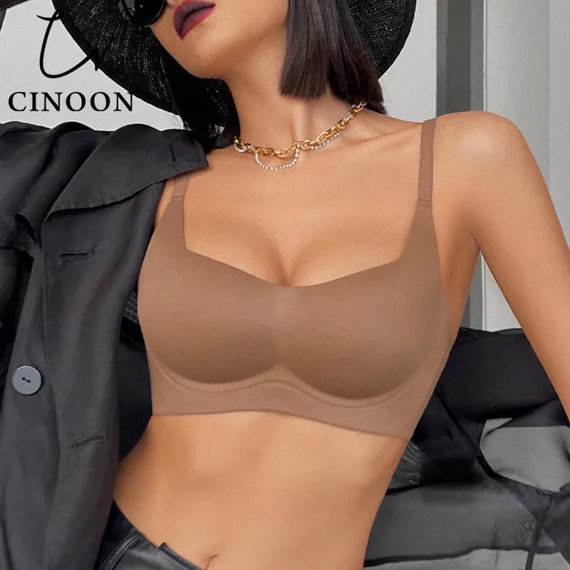 CINOON seksowne biustonosze Push Up francuska bielizna damska bez fiszbin kobiece zbieranie Bralette bezszwowa bielizna damska komfortowy biustonosz