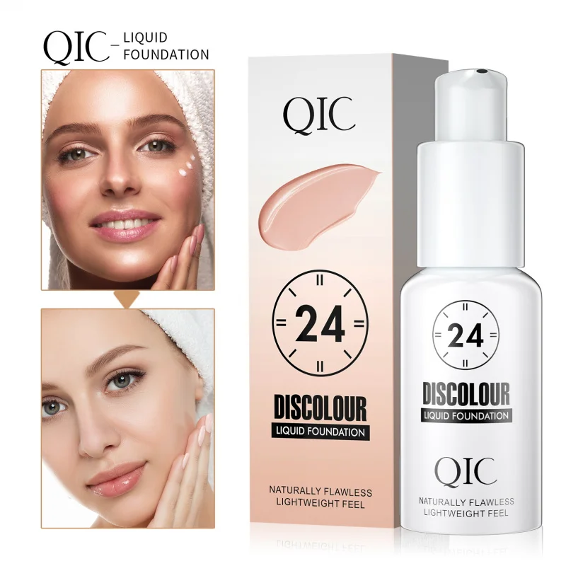 

QIC 24-Hour Discolor Foundation:, Lightweight, Oil-Control All Skin Tones