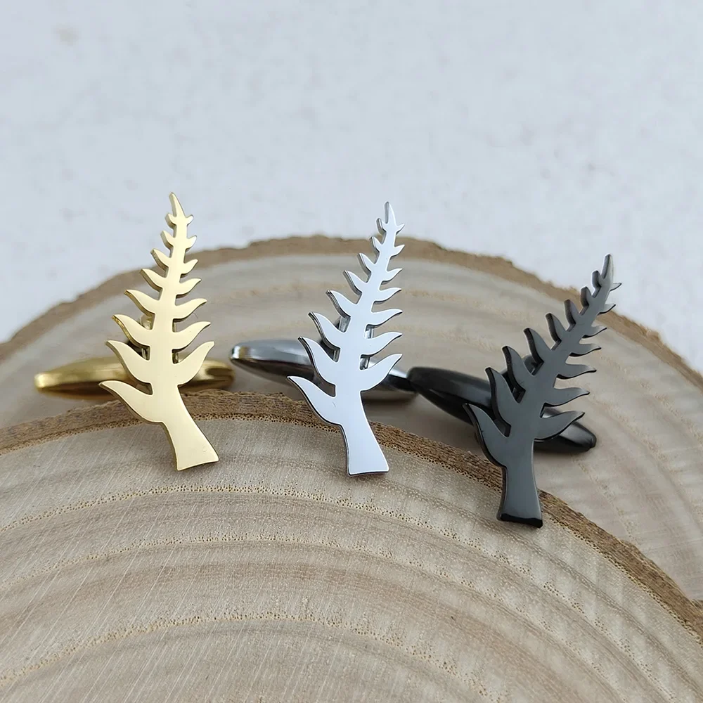 

Stainless Steel Christmas Tree cufflinks man luxury gold plated jewelry accessories sleeve buttons cuff links father's day gift