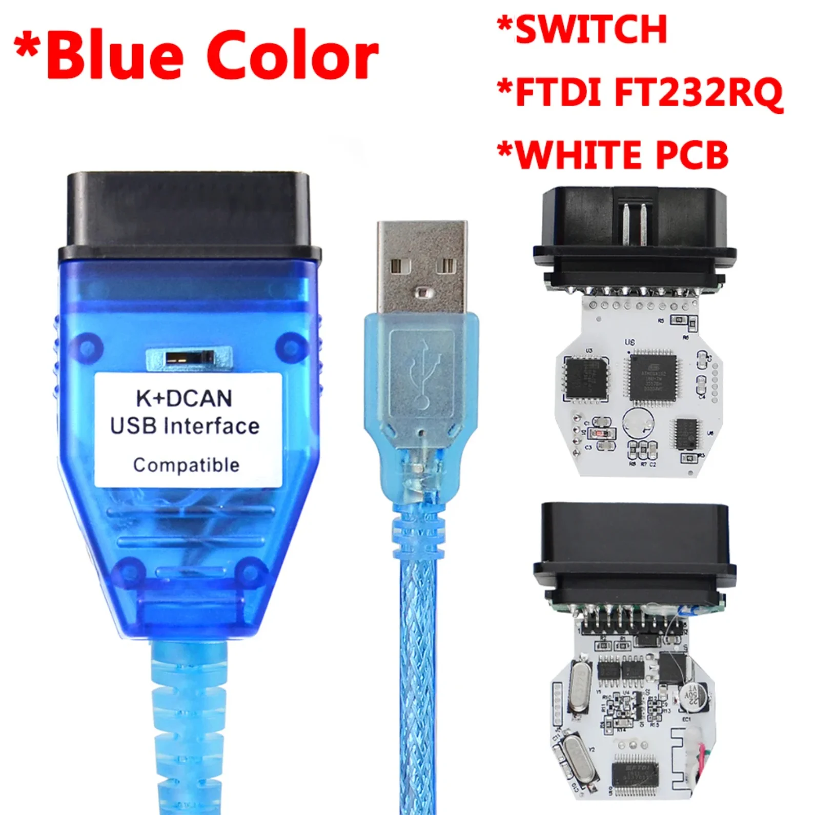 OBD 2 USB Cables For inpa For bmw K+DCAN USB Interface Diagnostic Tool For BMW E46 K+CAN K CAN FTDI FT232 Chip OBD2 Scanner