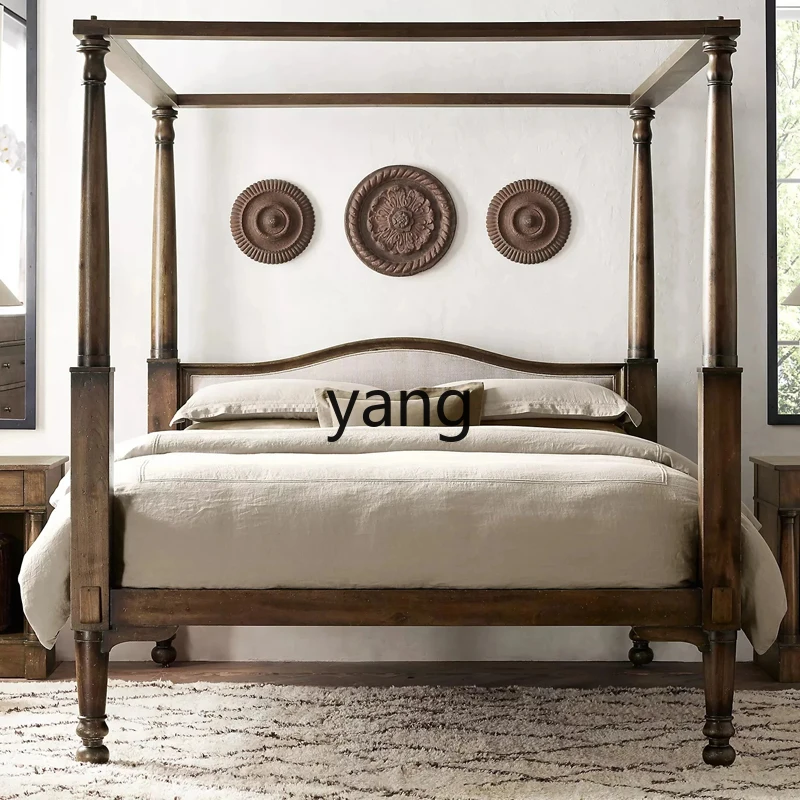 

LMMNew Classical Carved Fabric Double Bed Bedroom Large Bed
