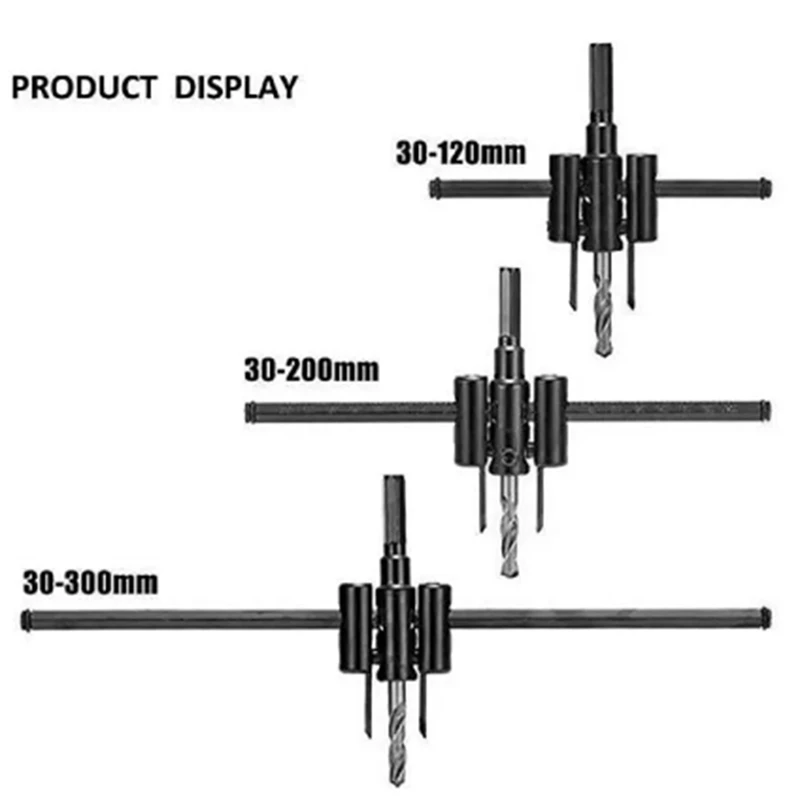 Woodworking Opener Adjustable Wood Circle Hole Cutting Diameter Saw Cutter Tool Drill Bit Hole Punching Tools