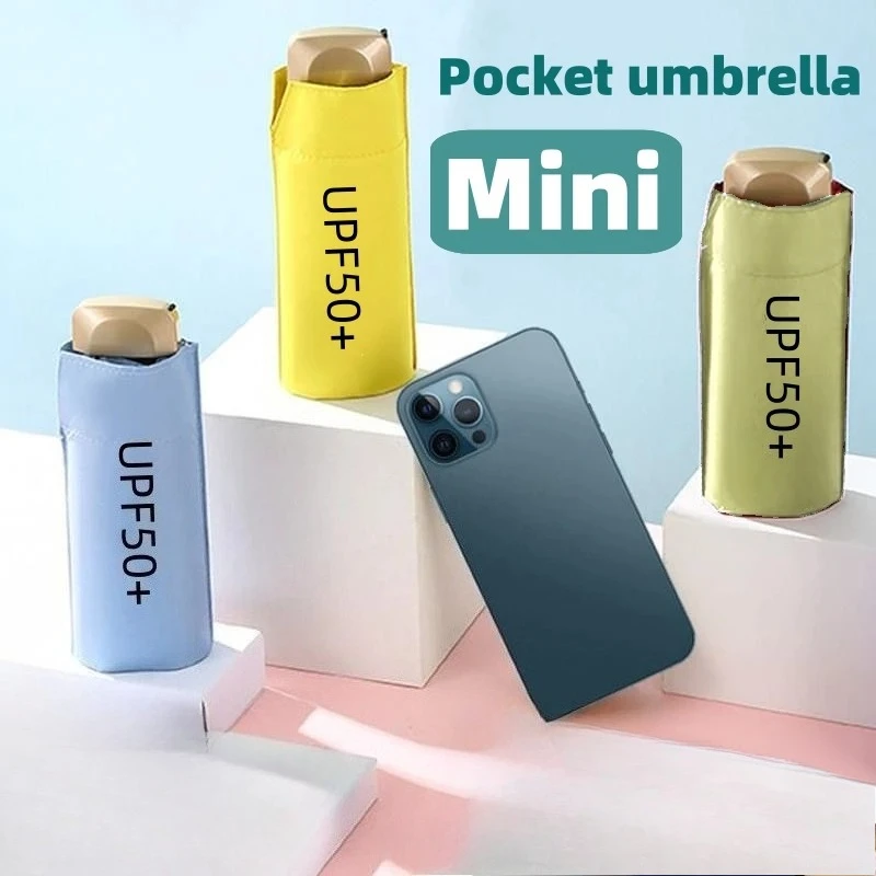202580% discount mini UV resistant small umbrella, portable pocket travel UPF50+capsule umbrella