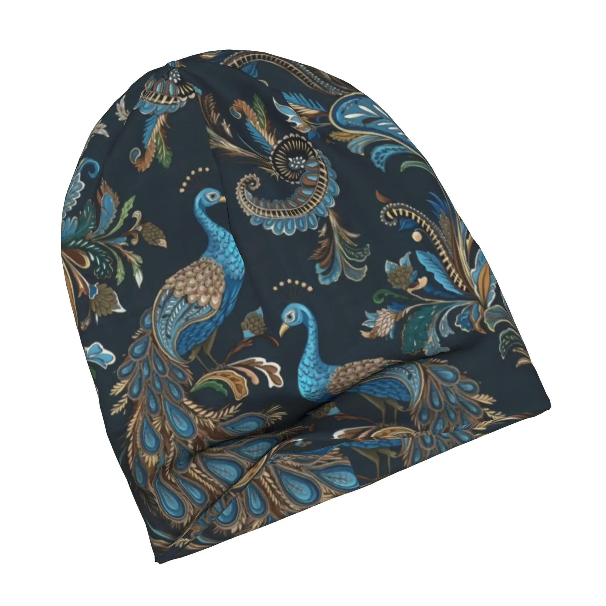 Animal Peacock Feathers Skullies Beanies Caps Unisex Winter Warm Knitted Hat Women Men Fashion Adult  Bonnet Hat Outdoor Ski Cap