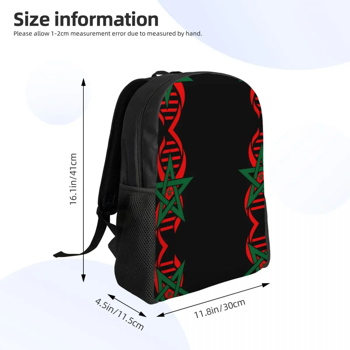 My DNA Is 모로코 뿌리 여행 배낭, 남녀공용 학교 컴퓨터 책가방, 모로코 국기 프라이드 대학생 데이팩