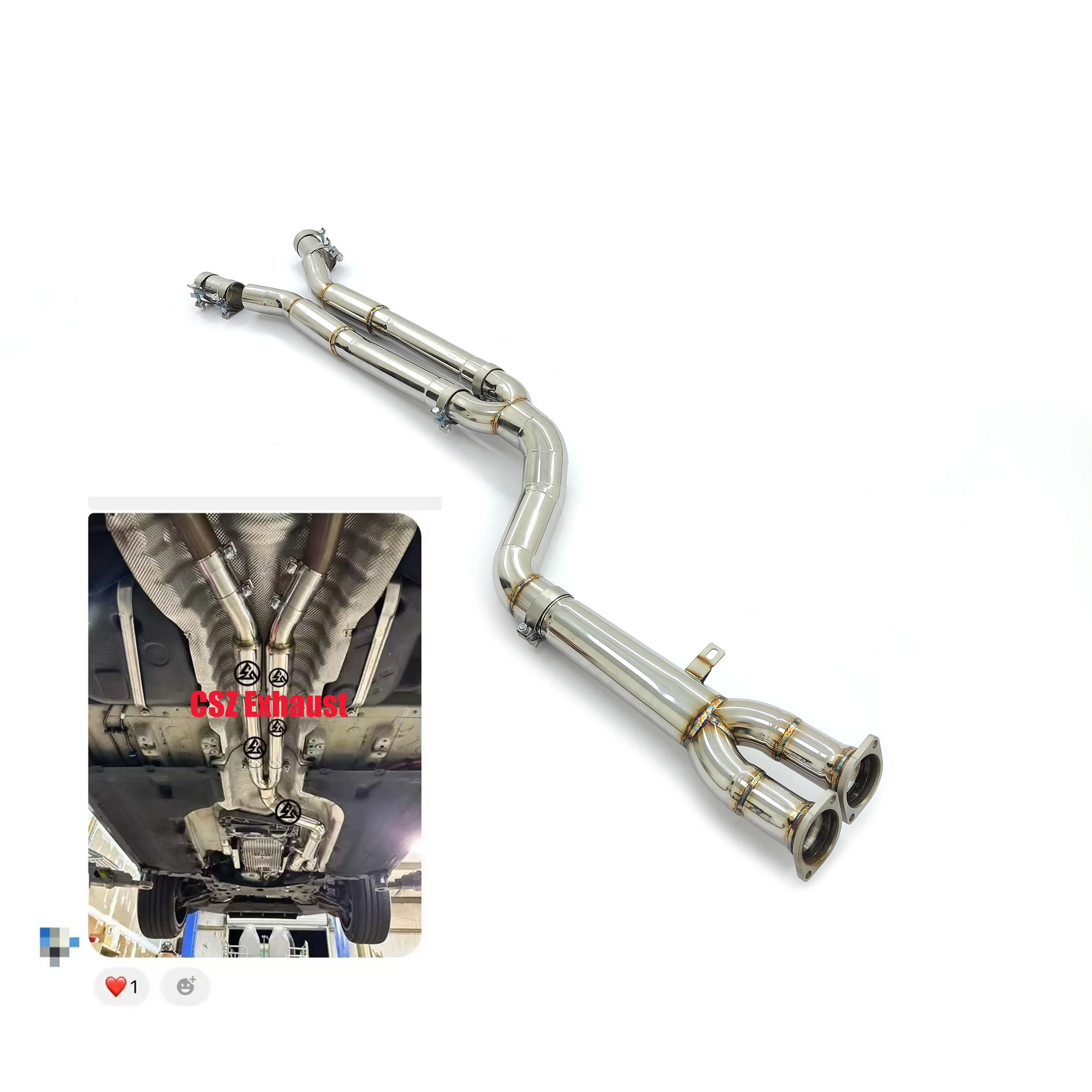 CSZ Exhaust Downpipe Midpipe for    X3M F97 X4M F98 3.0T With Resonator Polished Accessories Mid Pipe