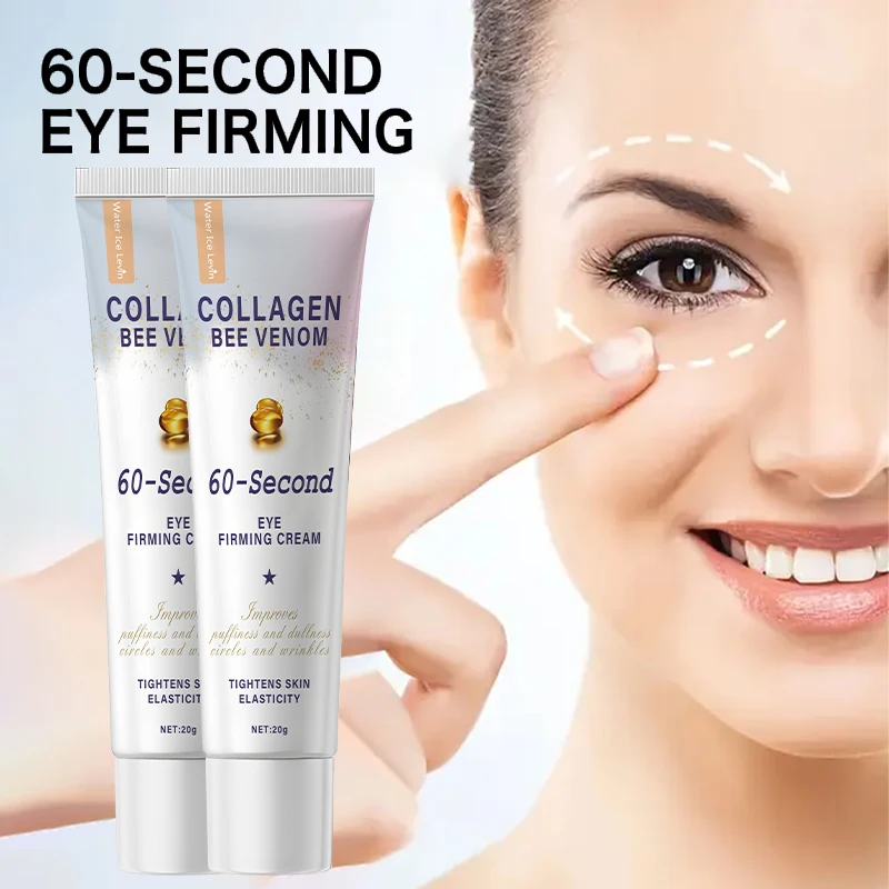 60-Second Collagen Bee Venom Eye Cream. Reduces Puffiness Dark Circles Wrinkles. Firms Lifts, Boosts Elasticity. 20g.