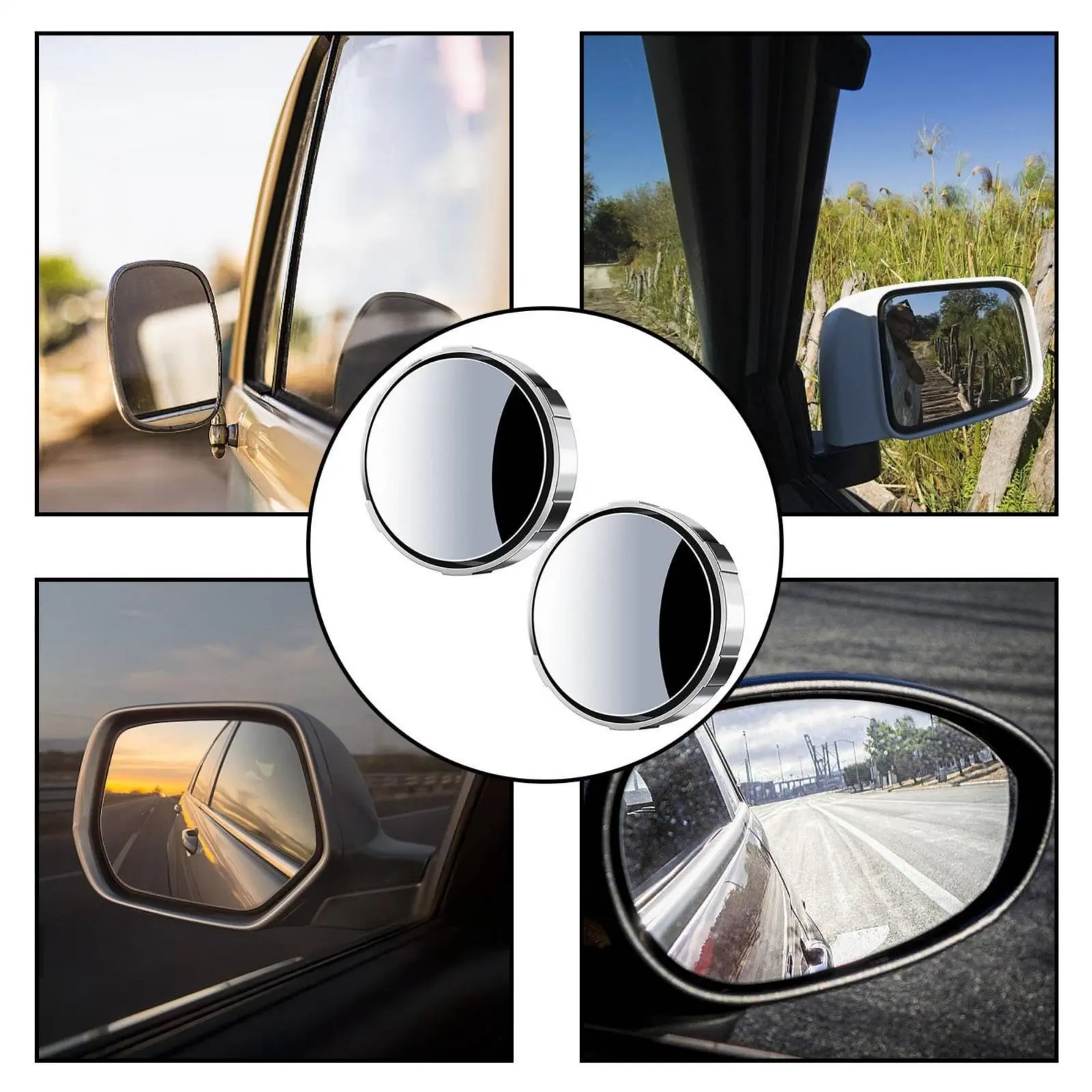 2 Pieces Suction Cup Car Mirror Wide Angle 360 Degree Adjustable Mirror Easy Installation Waterproof for Parking