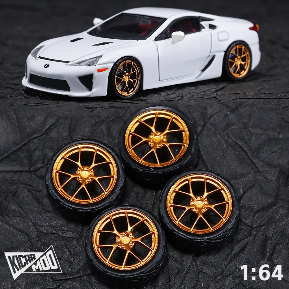 Kicarmod 1/64 BBS RI-D Style Resin Model Wheels 10.5mm for Diecast Model Car with Brake Discs & Multi-Color Calipers Upgrade