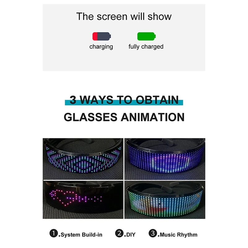 BAAY Bluetooth Luminous Glasses Shiny Electronic LED Props Suitable For Bar Festival Performance Glasses Luminous Glasses