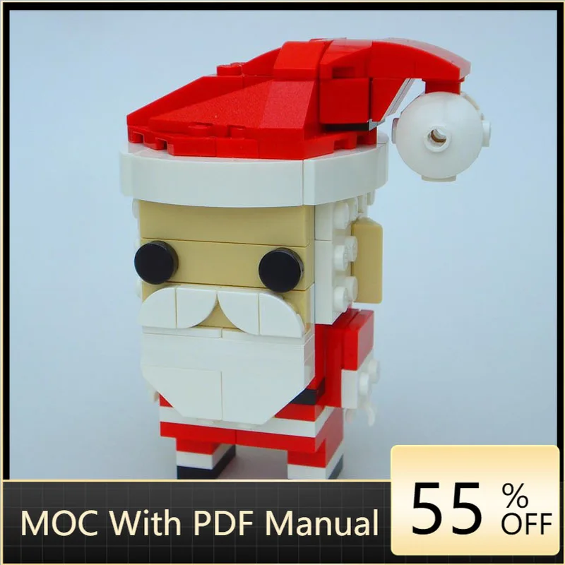 

122-детали, знаменитая фигурка Brickheadz Santa, модель MOC, строительные блоки, сделай сам, сборка, кирпичи, игрушки для детей и взрослых, рождественские подарки