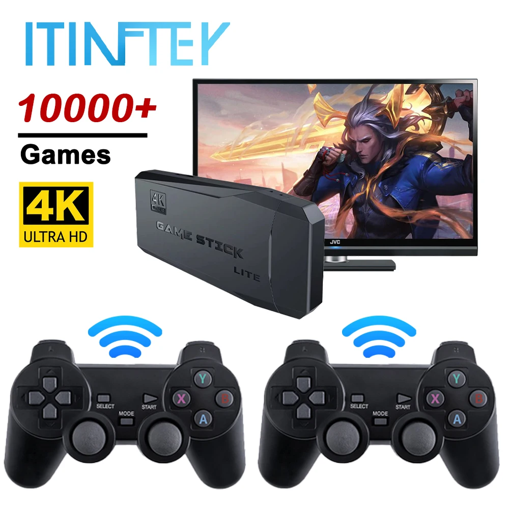 

ITINFTEK Classic Video Game Console M8 64GB 10000 Games 4K HDMI Output TV 2.4G Wireless Controller Retro Game Stick for PS1/GBA