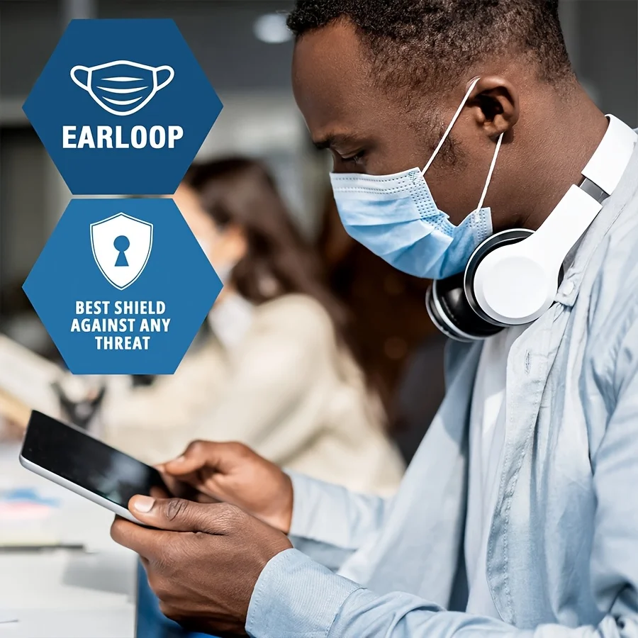 50/100 шт. одноразовые защитные маски для лица, синие, 3-слойные маски для лица с ушной петлей, эффективная защита, дышащие модные маски