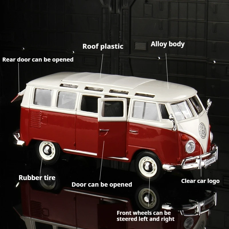 1:24 Maisto Volkswagen Van Model Car Samba Bus Alloy Luxury Vehicle Diecast Edition Toys Collection Desktop Ornament Kids Gift