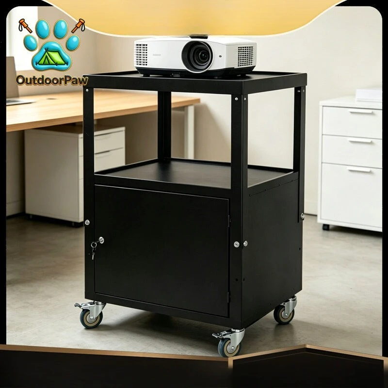 Instrument Cart Computer Printer Projector Workbench, Console Cabinet Locked Mobile Cart Office Equipment