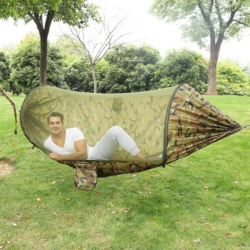 Beach Self-Driving Travel Picnic Barbecue Camping Hammock Anti-Rollover with Mosquito Net Anti Mosquito Double Air Hammock Swing