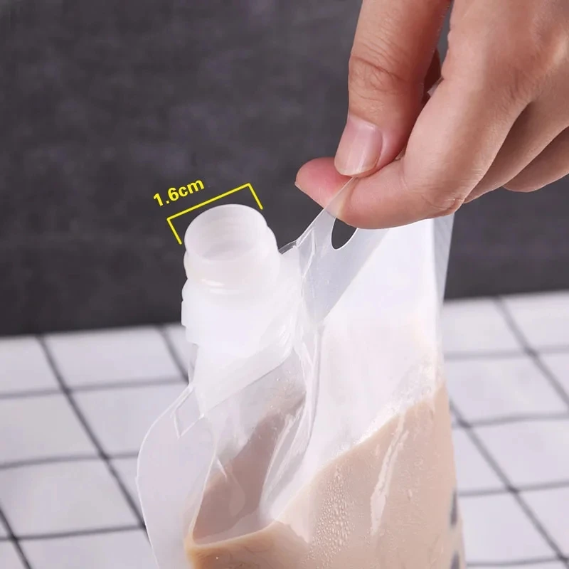 50pcs Bubble Tea Drink Bag Forsted Plastic Fruit Juice Beverage Spout Stand Up Portable Packaging Bags DIY Drinking