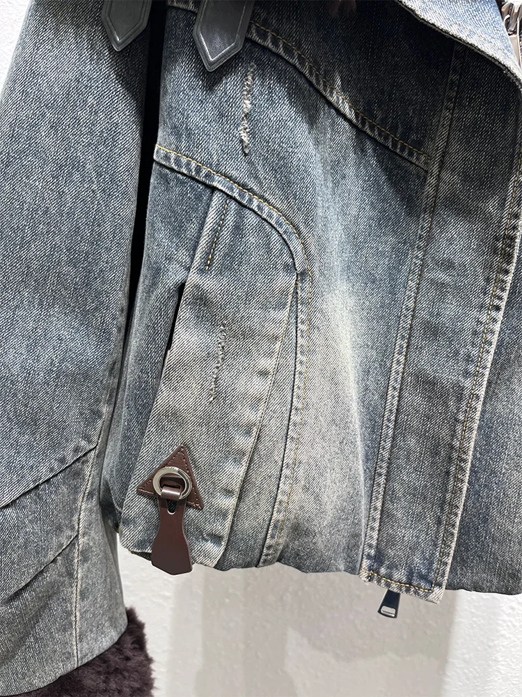 Mode femmes hiver chaud duvet d'oie veste en jean réel mérinos col de fourrure de mouton épais vêtements de luxe Parkas femme doudoune