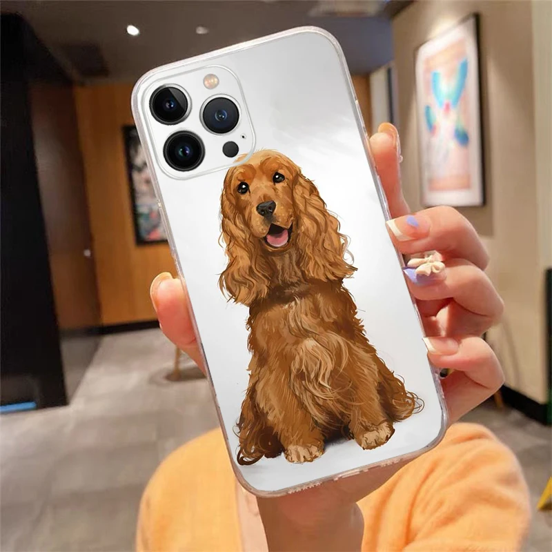 Phone Case For iPhone 16 15 14 Pro Max 16 15 14 13 12 Pro 15Plus iphone 11 Cocker Spaniel Dog Case Funda Capa Cell