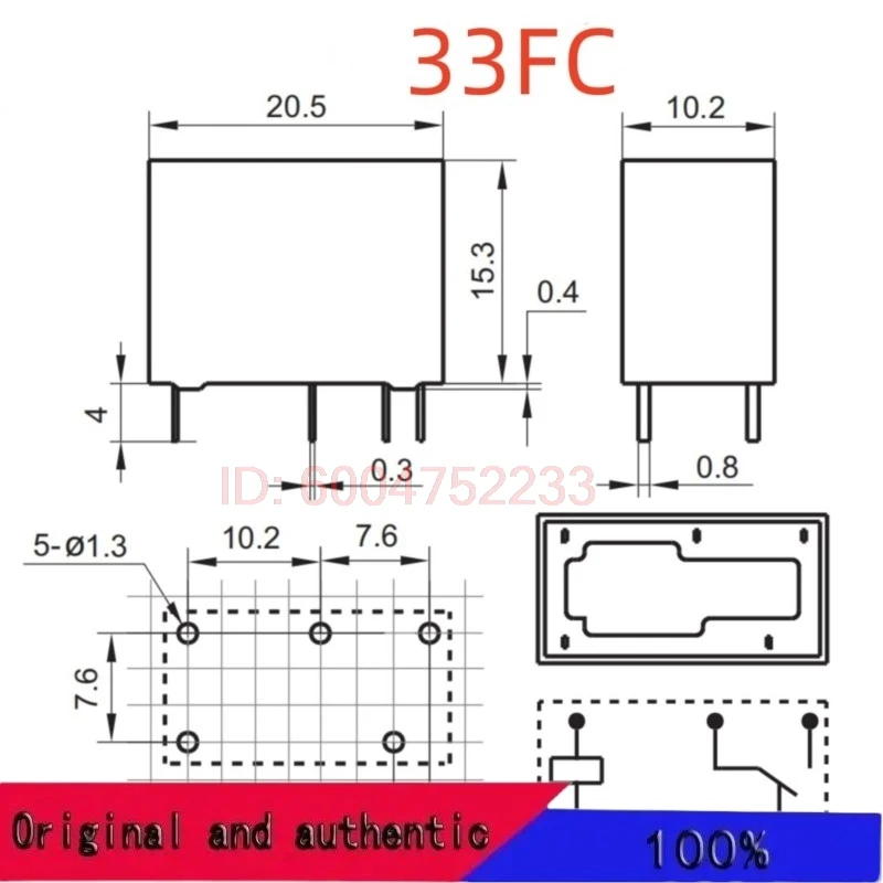 10PCS New  HF33F 005/012/024-ZS/ZS3/ZST/ZS3F/ZS3GF/(310)/(257) ; (33FC-5V/12V/24V-5A) Relay 5pins