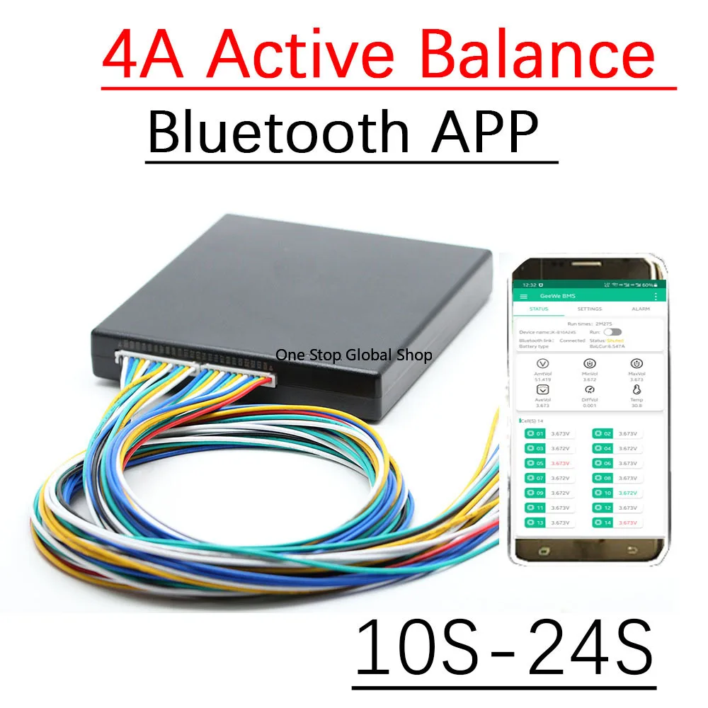 

Bluetooth 4A Active Balance 10S- 24S Li-on Lifepo4 LTO lithium battery Electric CAR RV Energy Transfer 13S 14S 16S 20S BMS