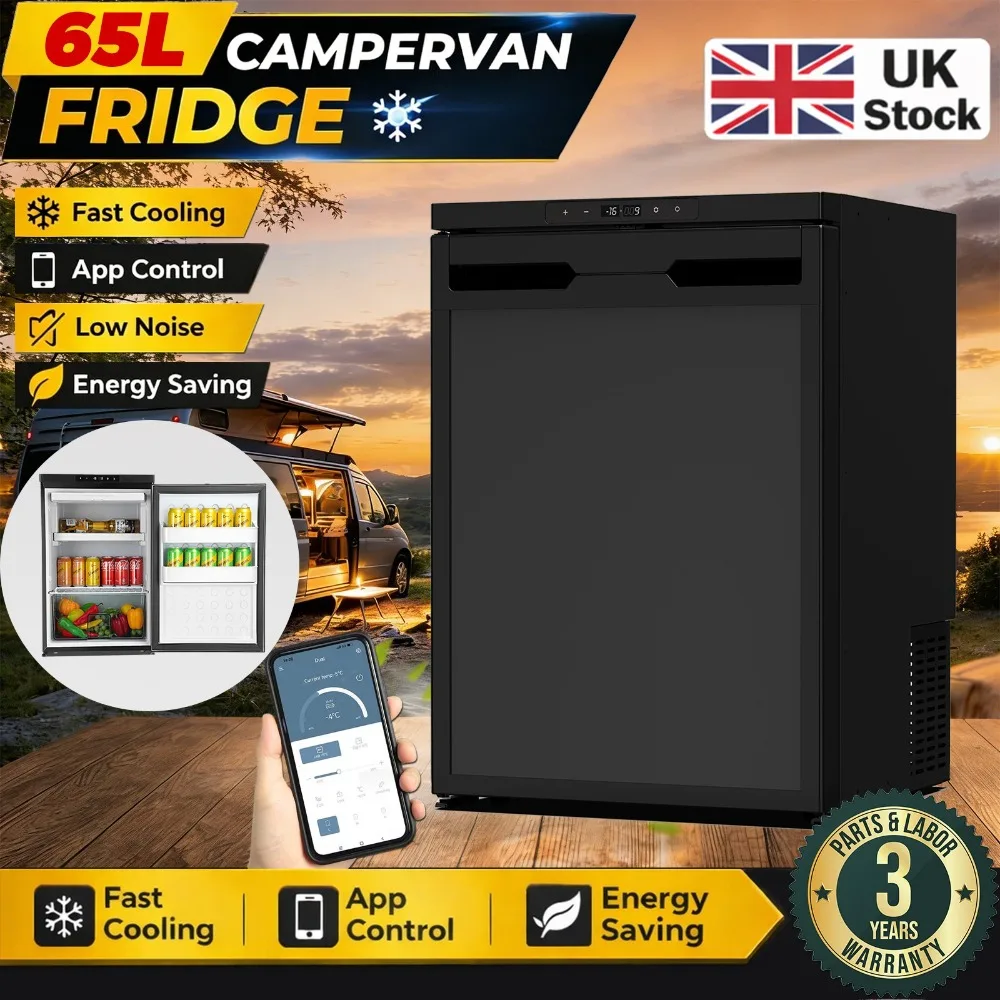 Campervan 12V Fridge 65L Low Power Cooling -20c Compressor Camping Fridge BT+APP