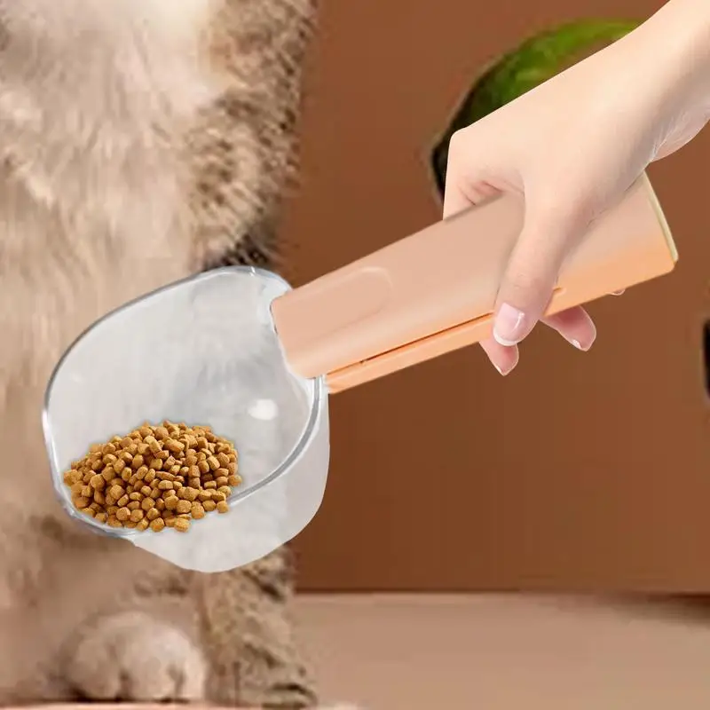 Pet Cat Dog Food Shovel With Sealing Bag Clip Spoon Multifunction Thicken Feeding Scoop Tool Creative Measuring Cup Pet Supplies