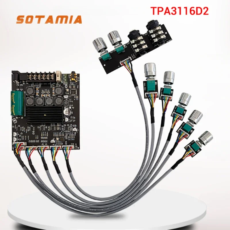 SOTAMIA 2.1 Channel Bluetooth Power Amplifier Audio Board 50x2+100W KTV Microphone Amplifier Subwoofer Anplificador De Audio