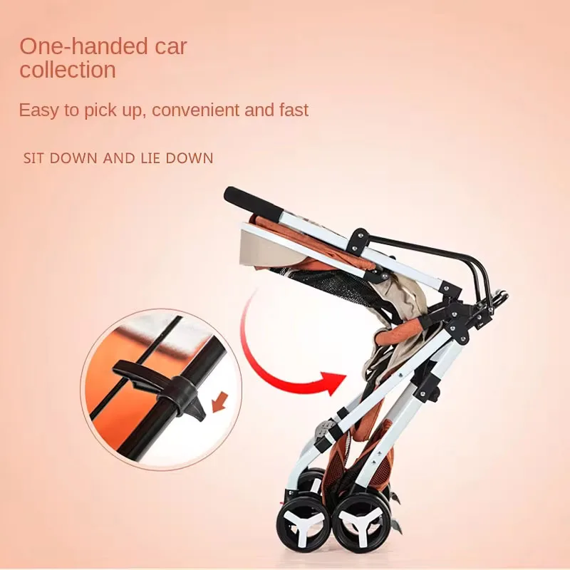 Four-wheeled Baby Stroller High Landscape Lightweight Folding Newborn Two-way Swivel Seat Travel Stroller Adjustable Stroller