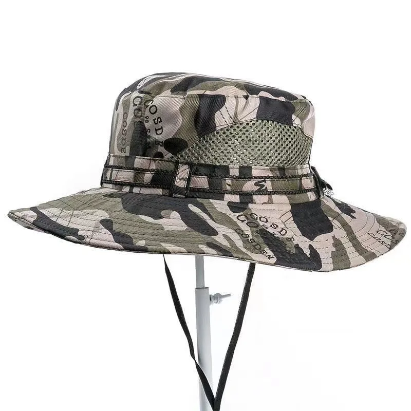 Men\'s Sun Hats Camouflage Color Hats Sun Protection Large Brim Folding Hats Summer Outdoor Fishing Travel Hats 햇빛차단 모자