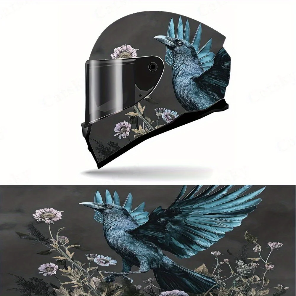 

Самоклеящаяся водонепроницаемая наклейка на мотоциклетный шлем из ПВХ с синей вороной, надежно и не падает, водонепроницаемая и погодная.