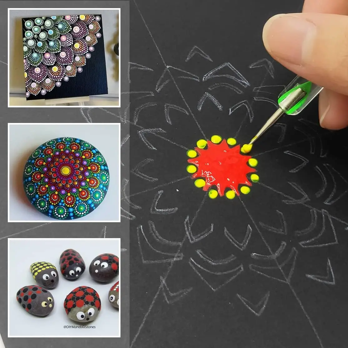 13pcs Mandala Dotting Tools Set Acrylic Clay Stick Vertical Stripes Embellishment Color Painting Drill Pen DIY Creative Tool Set