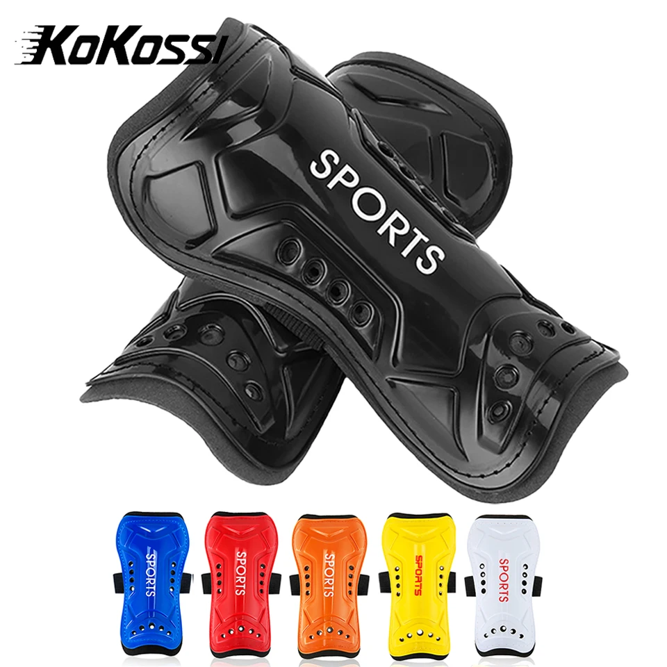 KoKossi 1 زوج كرة القدم واقي البشرة كرة القدم العجل لوح حماية الشباب الكبار منصات الساق الأطفال واقي البشرة شين دعم الأشرطة