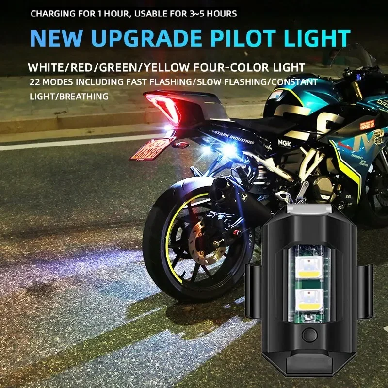 Universal Strobe Light for Motorcycle Scooter Car LED Anti-collision Warning Light 7 Color Drone Flash Turn Signal Indicator