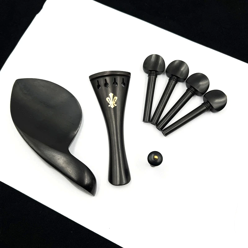 Strong 1sets Indonesian grade A ebony viola Accessories parts fittings,Tailpiece+Tuning pegs+Endpins+Chin rest/Chin Holder