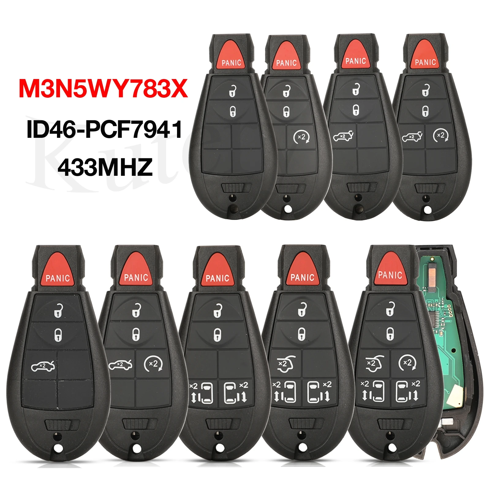 

jingyuqin Smart Remote Key M3N5WY783X IYZ-C01C 433Mhz ID46 PCF7941 Chip For Chrysler Town & Country Dodge Caravan Journey