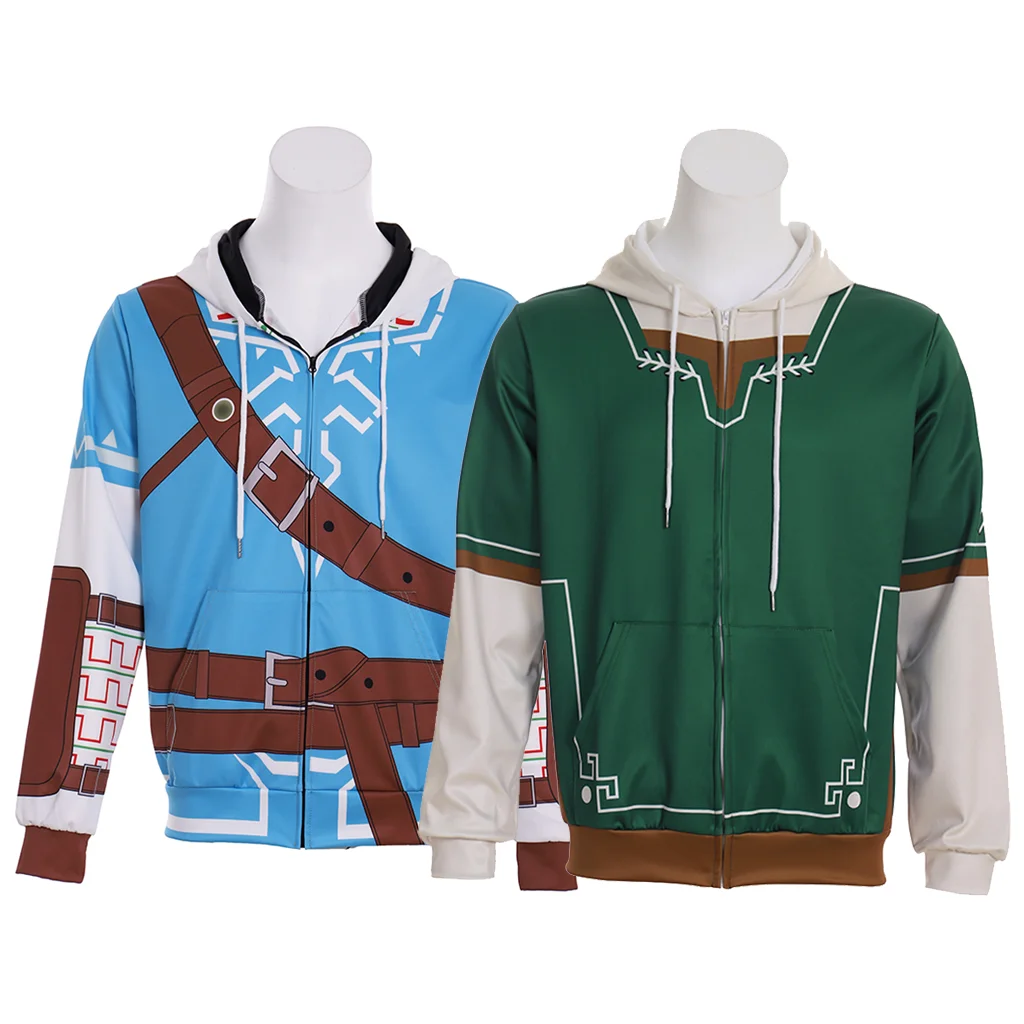 Game LinK Cosplay Hero of Light Cosplay Sweatshirt Men Zipper Jacket Halloween Costumes Carnival Stage Show Masquerade Party Set