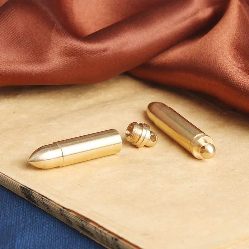 Brass Bullet Keychain Pendant Hollow Twistable Bullet Shell Storage Jar Practical Pendant Small